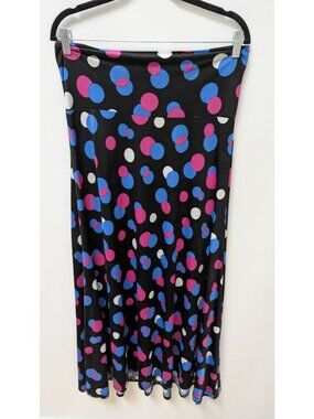 Black Polka Dot Flared Maxi Skirt